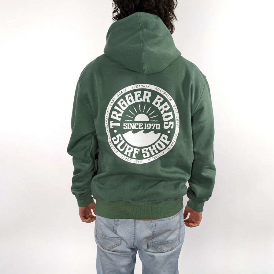 Jumpers & Hoodies * | Trigger Bros Since 1970 Hoodie Mens In Sage Green