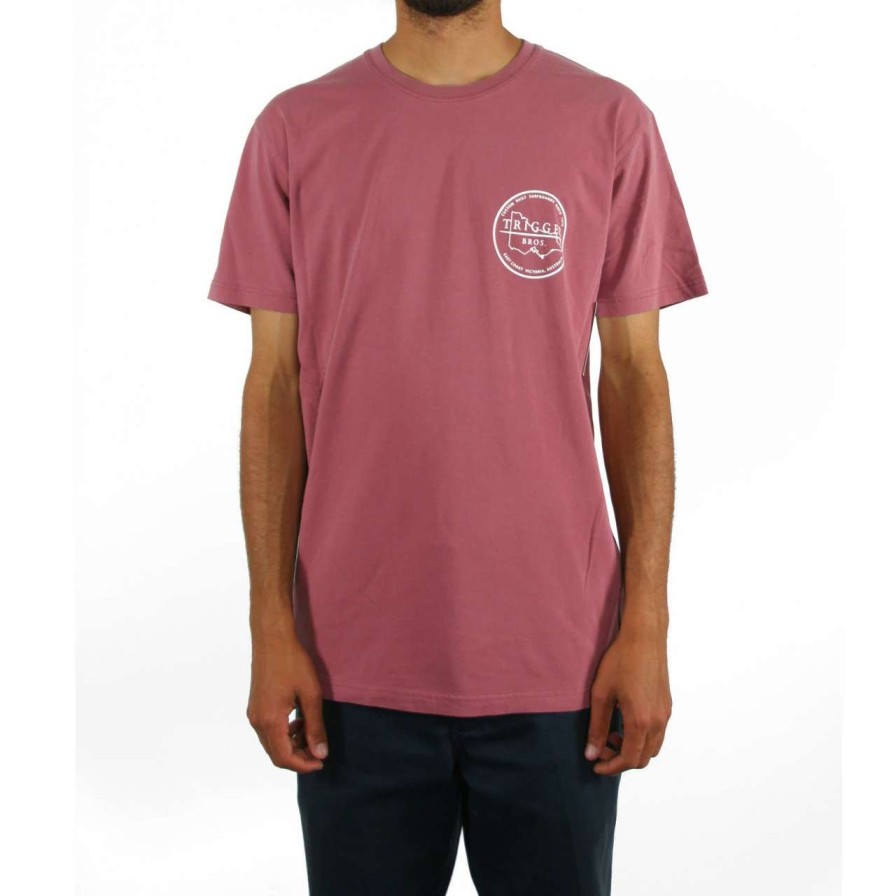 Tees * | Trigger Bros East Coast Outline Tee Mens In Faded Wine Red