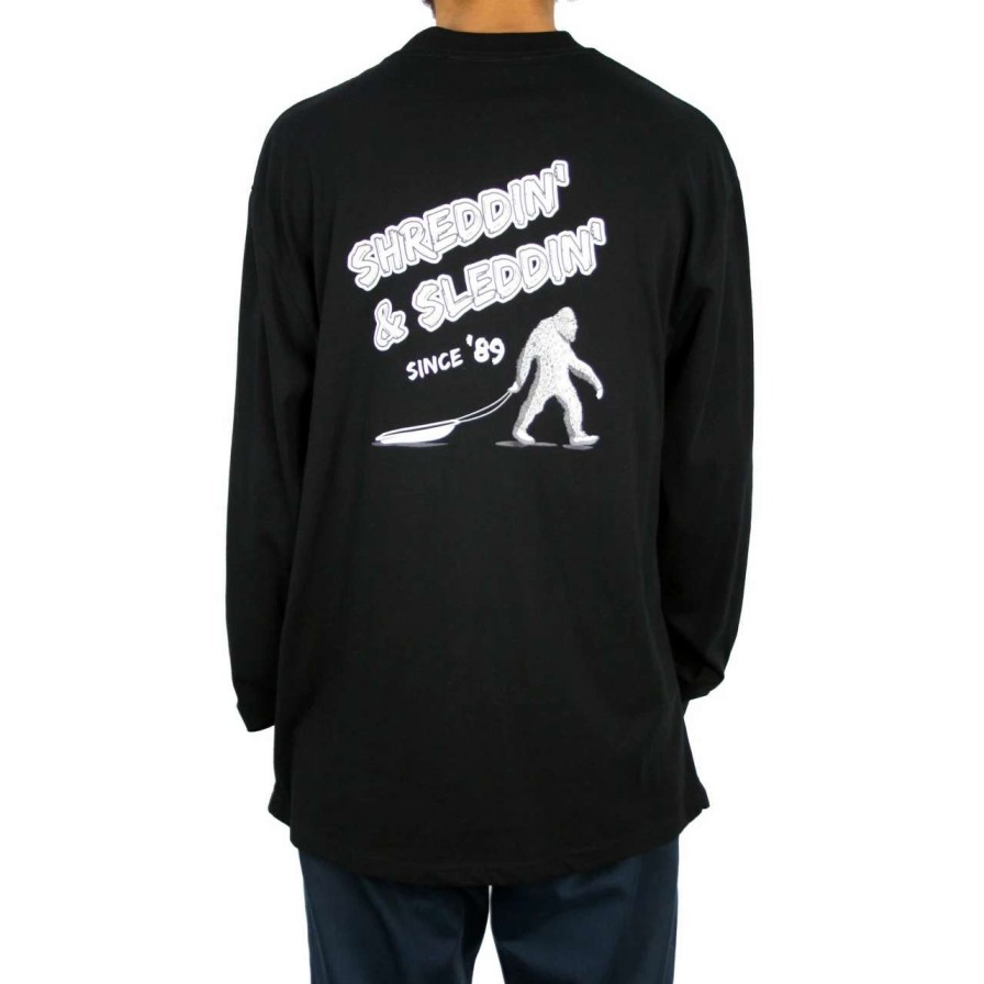 Tees * | Trigger Bros Shreddin & Sleddin Long Sleeve Tee Mens In Black