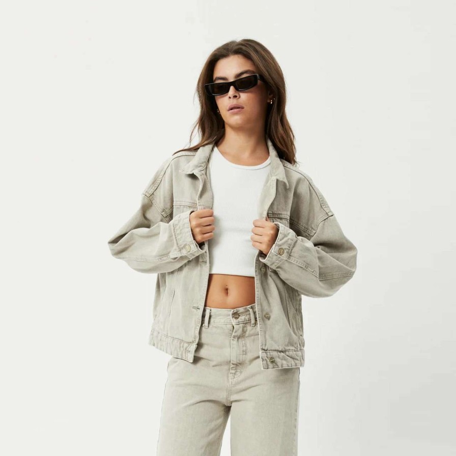 Jackets * | Afends Innie Unisex Organic Denim Jacket In Faded Cement Grey