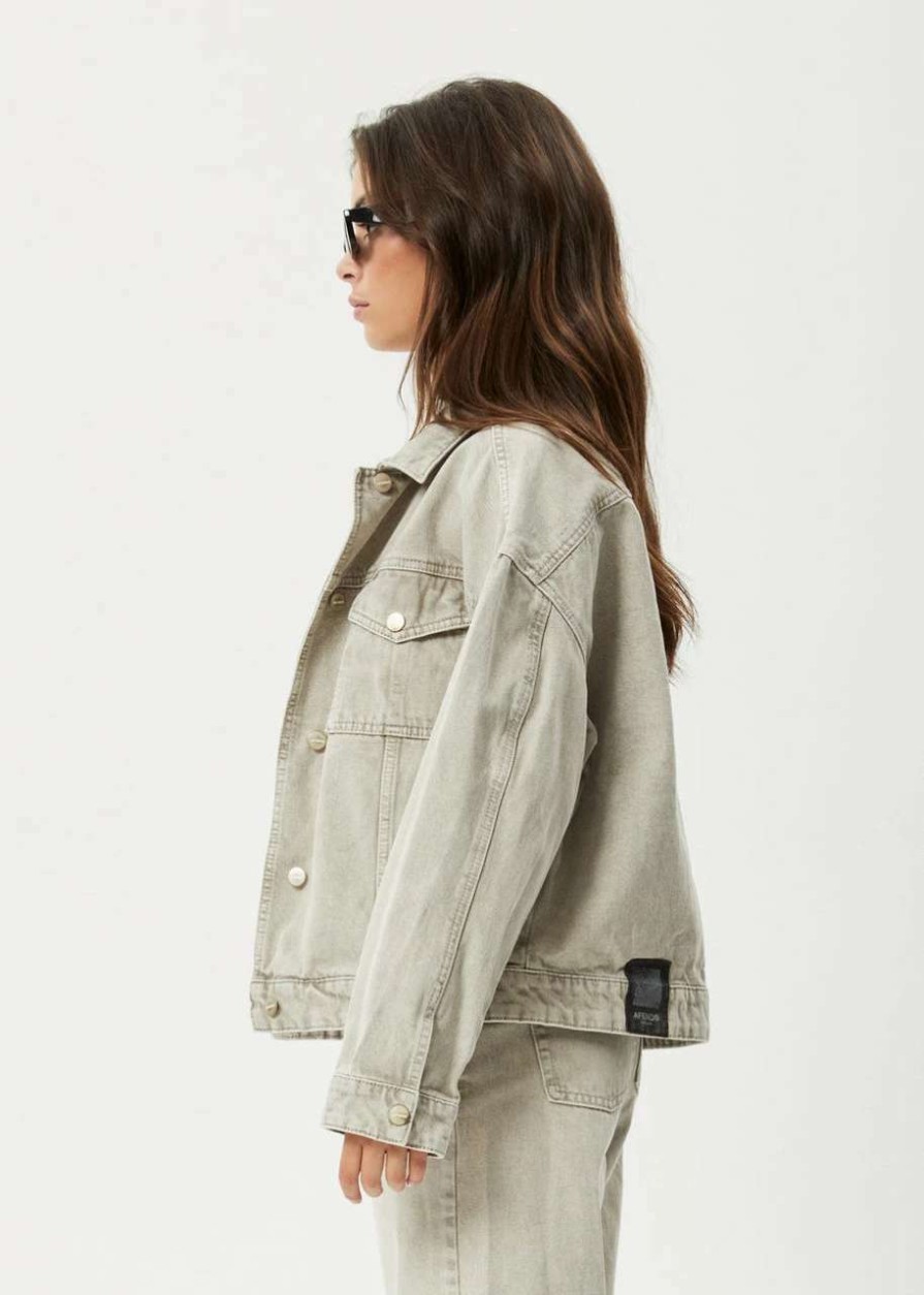 Jackets * | Afends Innie Unisex Organic Denim Jacket In Faded Cement Grey