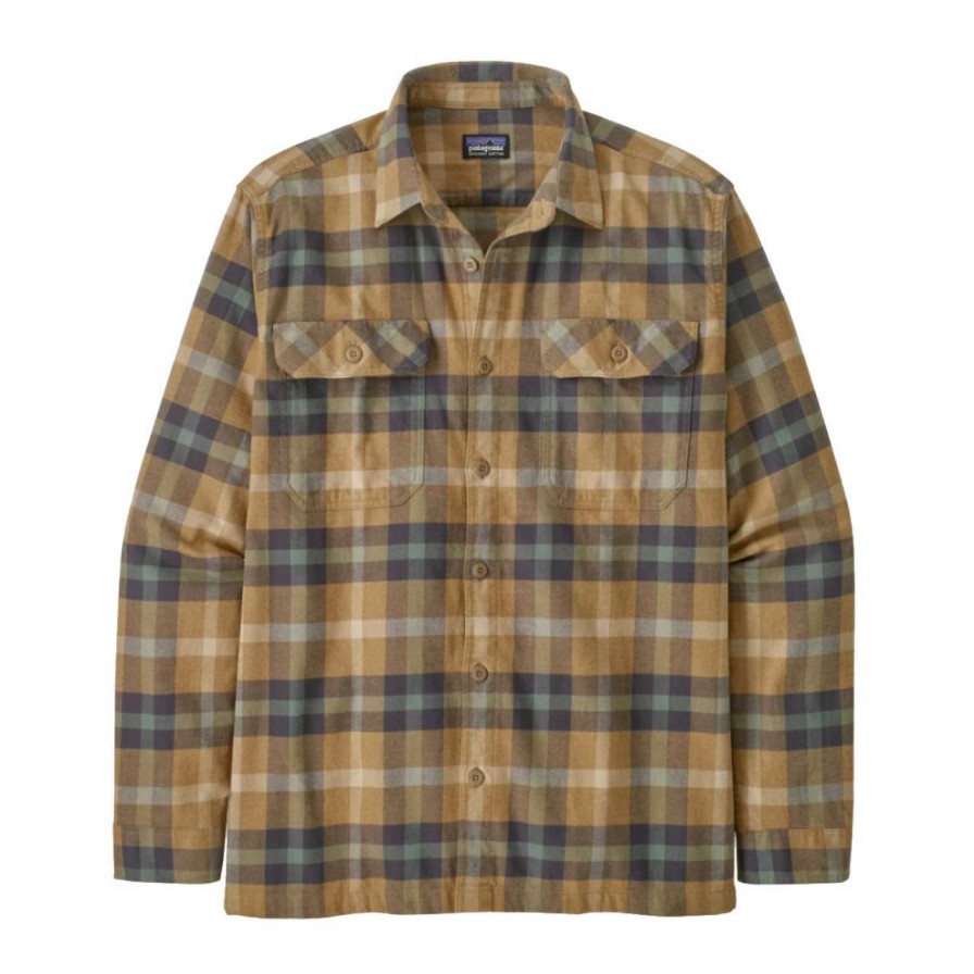 Shirts * | Patagonia Organic Cotton Mw Fjord Flannel Shirt Mens In Forage Mojave Khaki Beige