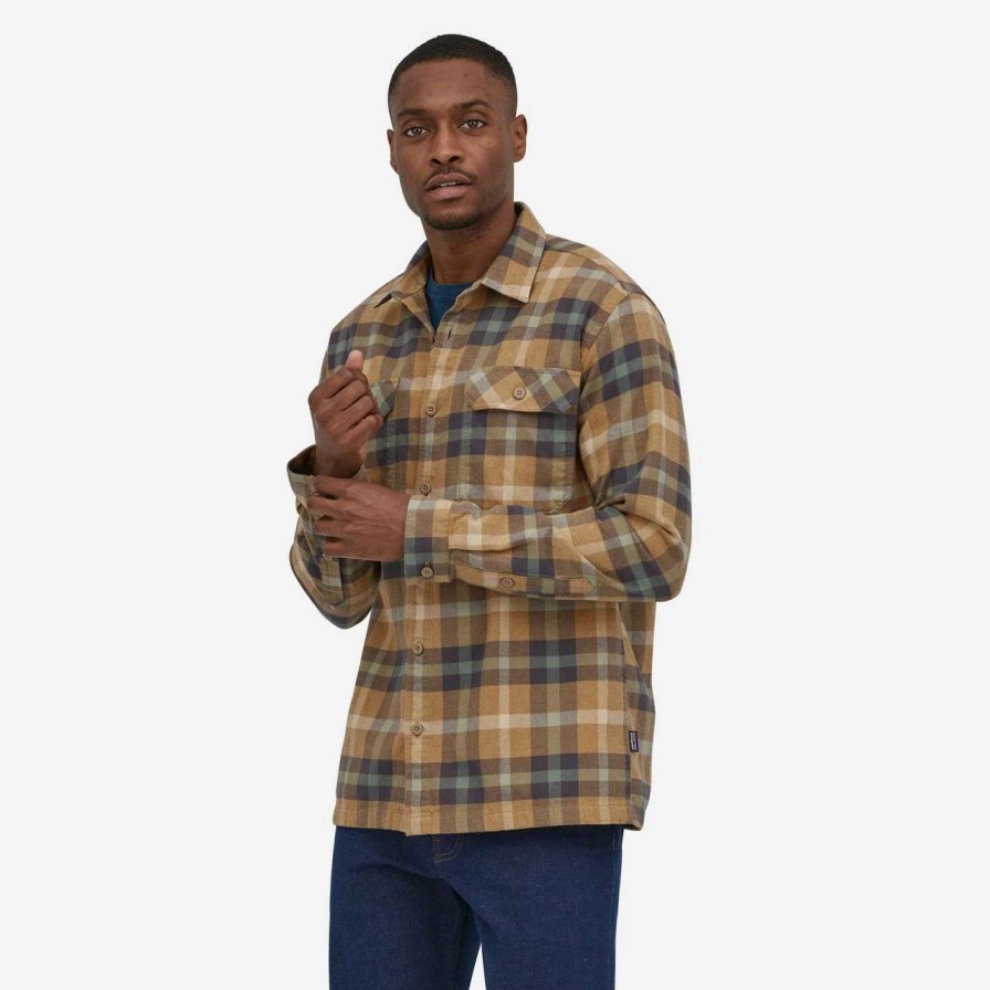 Shirts * | Patagonia Organic Cotton Mw Fjord Flannel Shirt Mens In Forage Mojave Khaki Beige