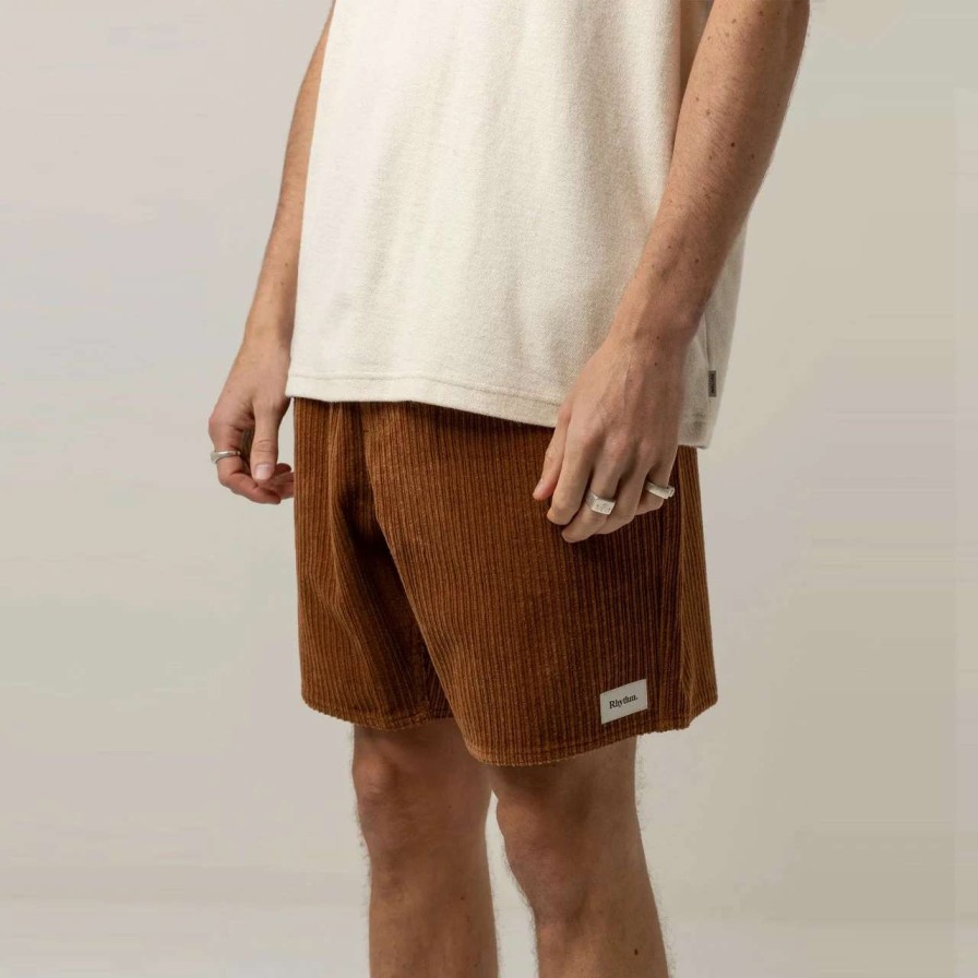 Bottoms * | Rhythm Cord Jam Short Mens In Cedar Brown