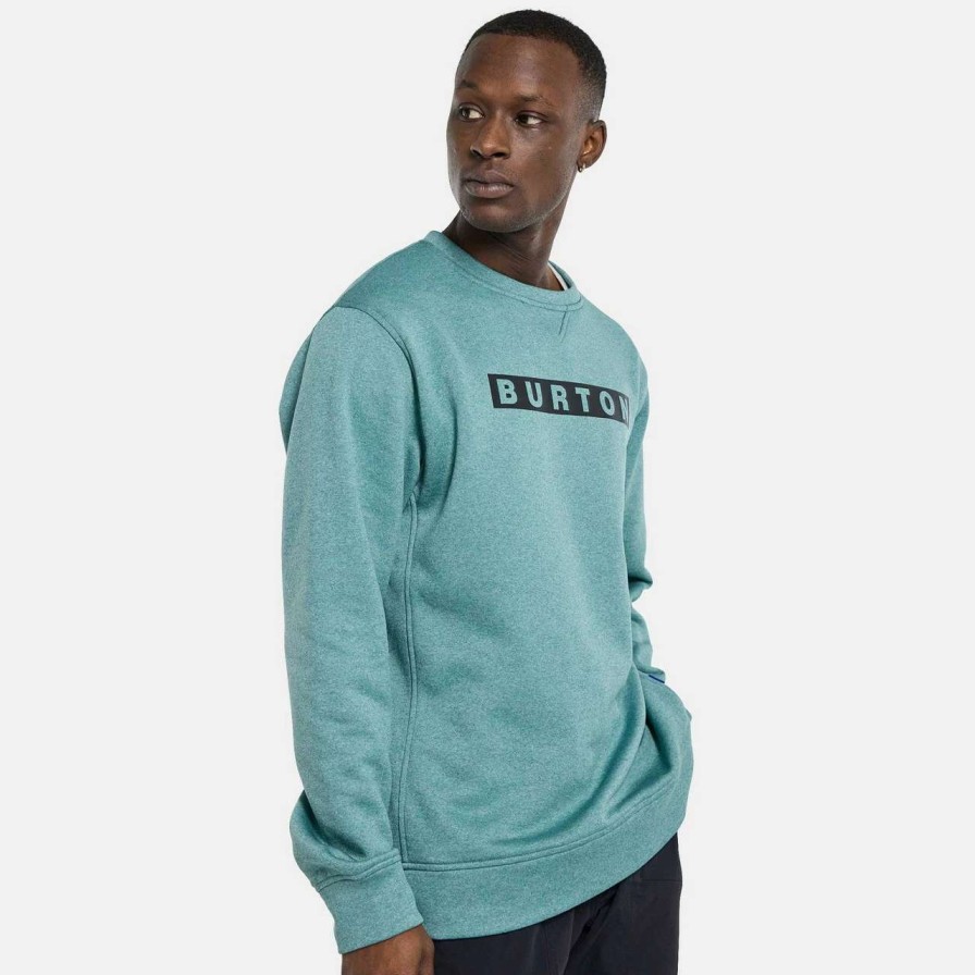 Jumpers & Hoodies * | Burton Oak Crew Mens In Rock Lichen Heather Blue