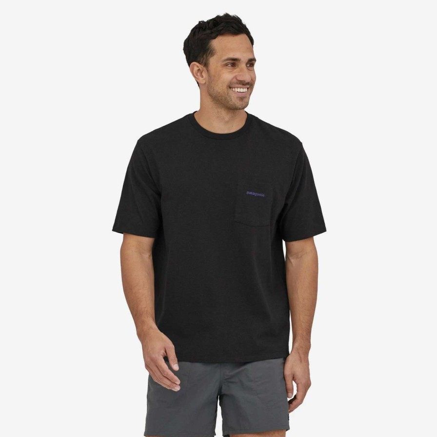 Tees * | Patagonia Boardshort Logo Pocket Responsibili-Tee Mens In Ink Black