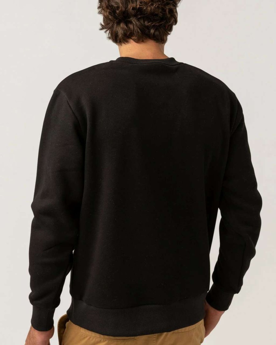 Jumpers & Hoodies * | Rhythm Sundown Fleece Crew Mens In Black