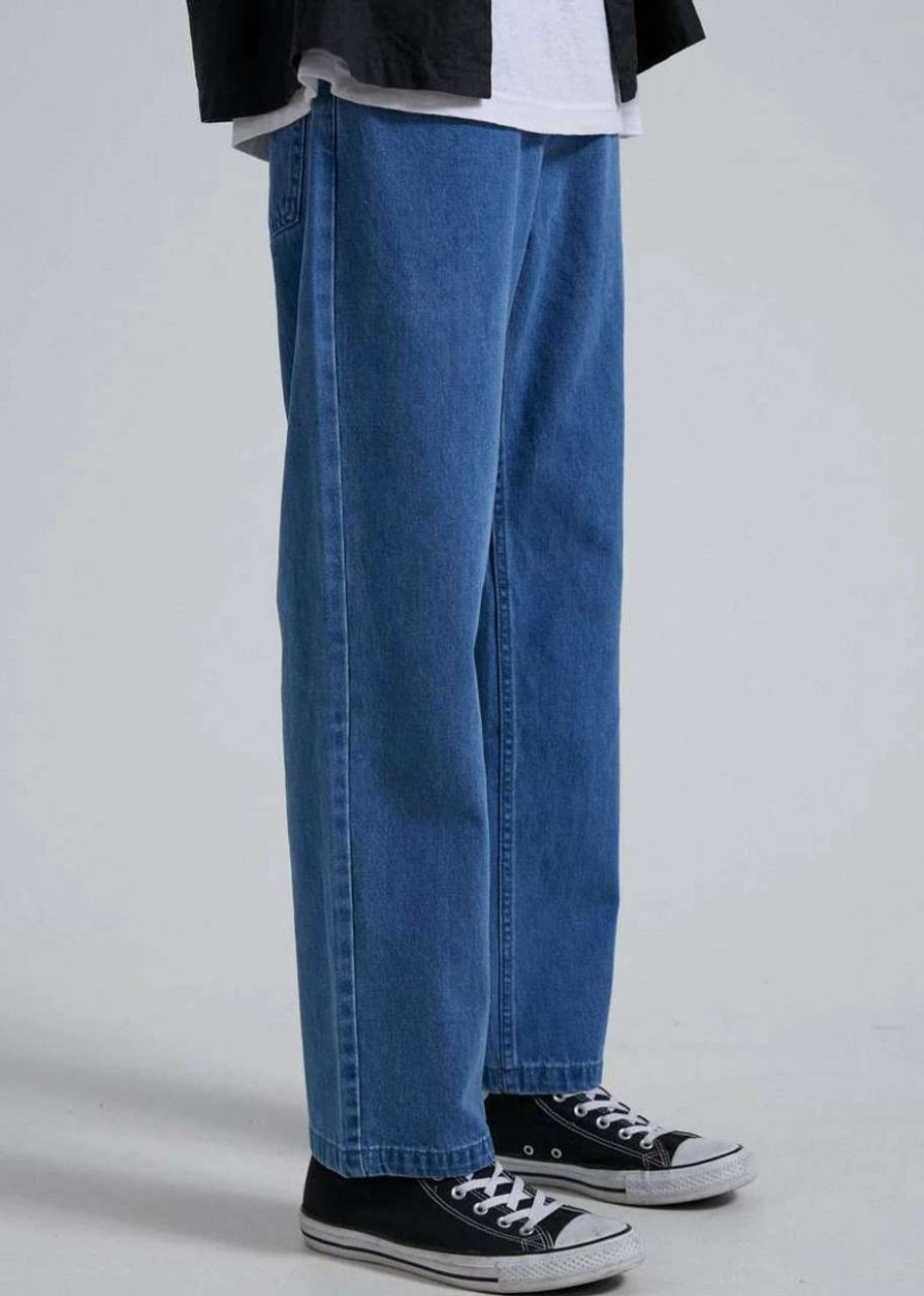 Bottoms * | Afends Ninety Twos Hemp Denim Relaxed Jean Mens In Classic Blue