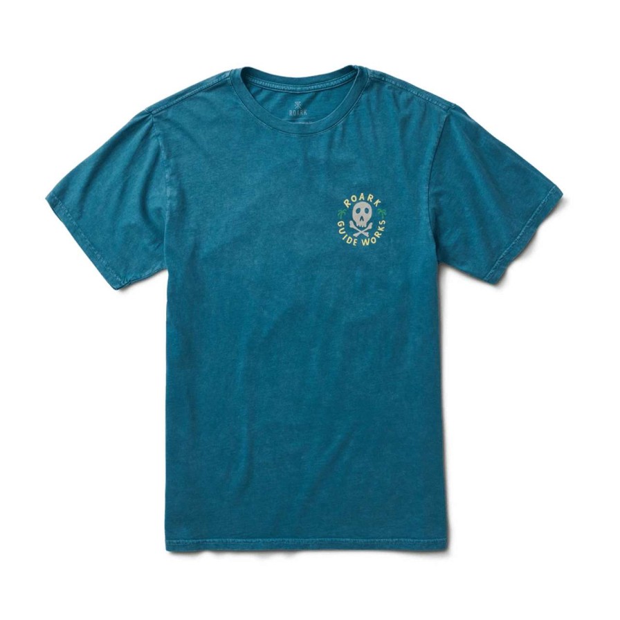 Tees * | Roark Guideworks Skull Premium Tee Mens In Hydro Blue Green