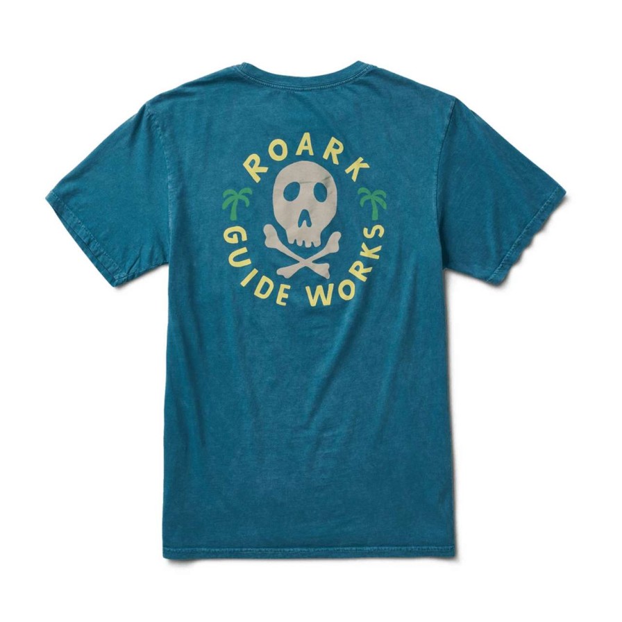 Tees * | Roark Guideworks Skull Premium Tee Mens In Hydro Blue Green