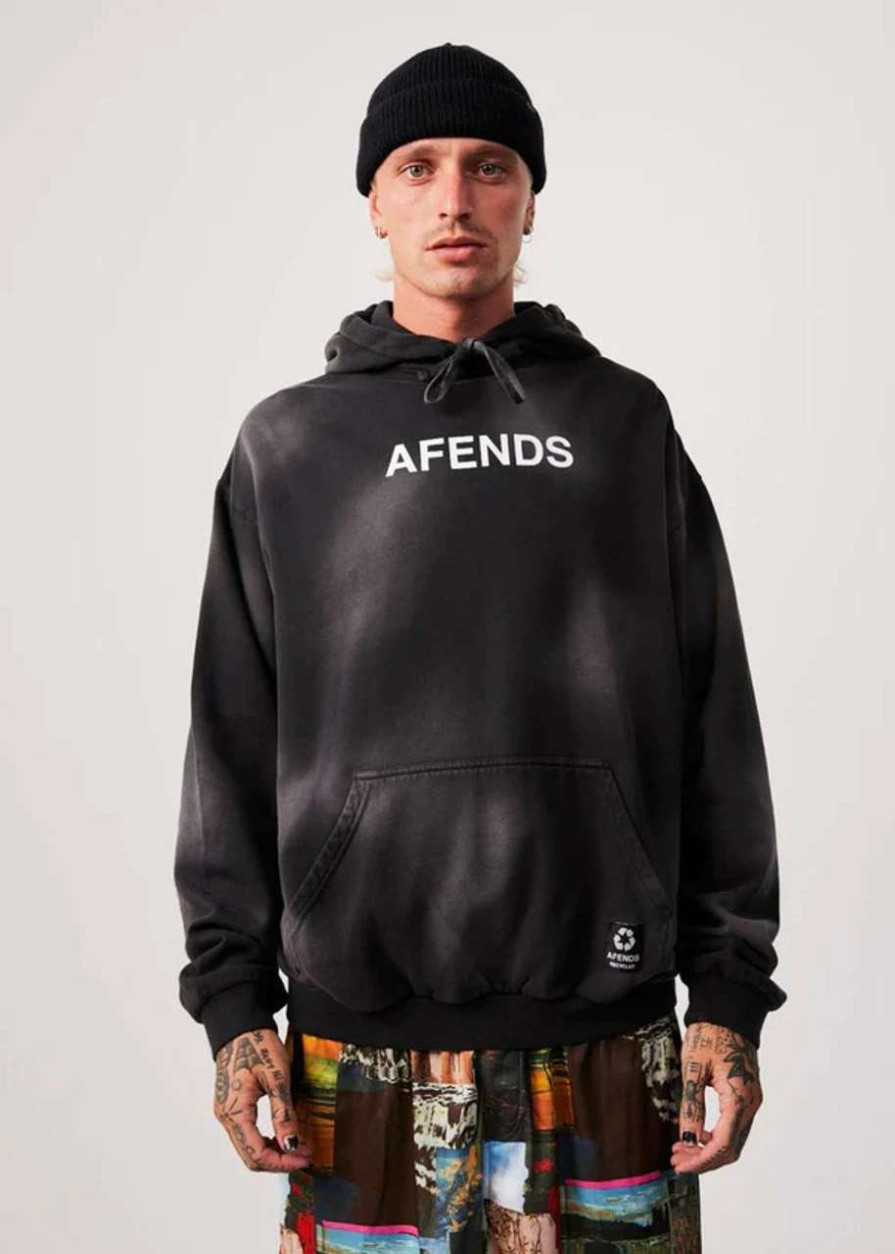 Jumpers & Hoodies * | Afends Millions Recycled Hoodie Mens In Worn Black