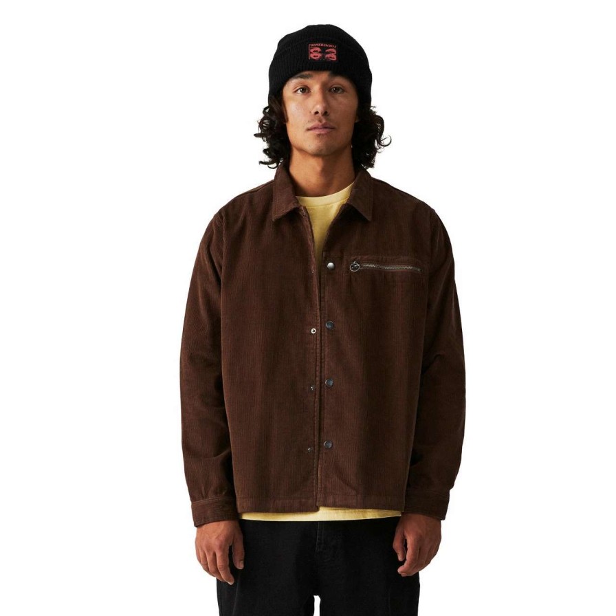 Shirts * | Former Harmony Overshirt Mens In Bark Brown