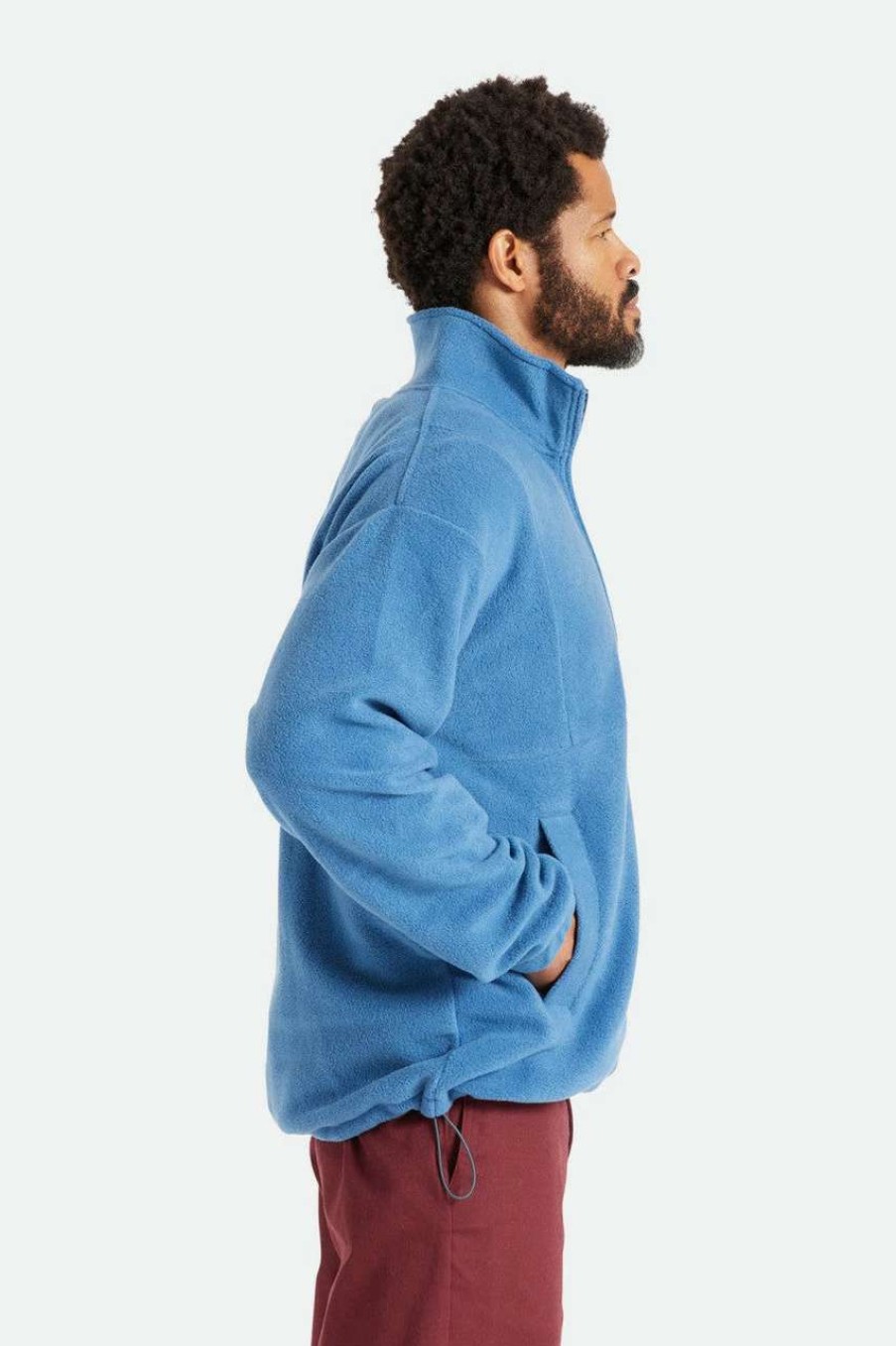 Jumpers & Hoodies * | Brixton Blanket Fleece Half Zip Mens In Joe Blue