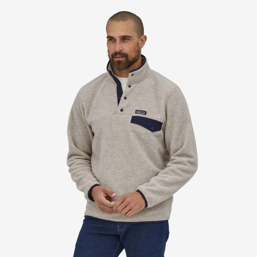 Jumpers & Hoodies * | Patagonia Lw Synch Snap-T Pullover Fleece Mens In Oatmeal Heather Beige