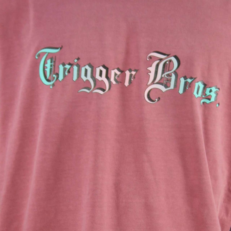 Tees * | Trigger Bros Old English Fade Tee Mens In Wine Red