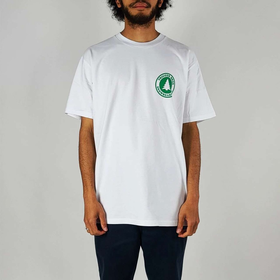 Tees * | Trigger Bros Snowboarding Tee Mens In Green Logo White