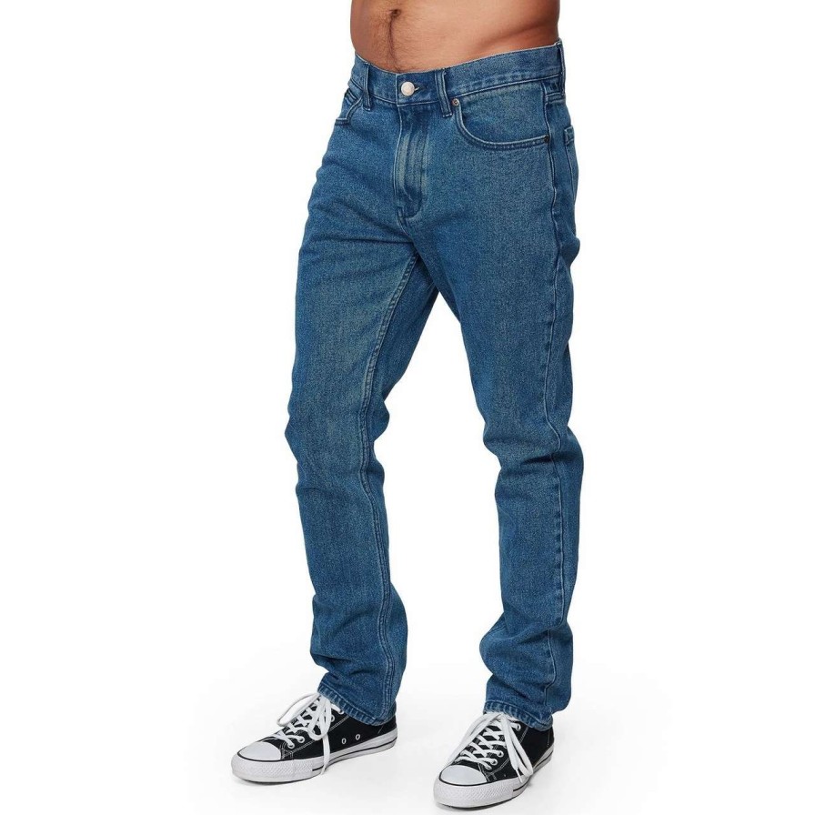 Bottoms * | Rvca Daggers Denim Pant Mens In Mid Blue