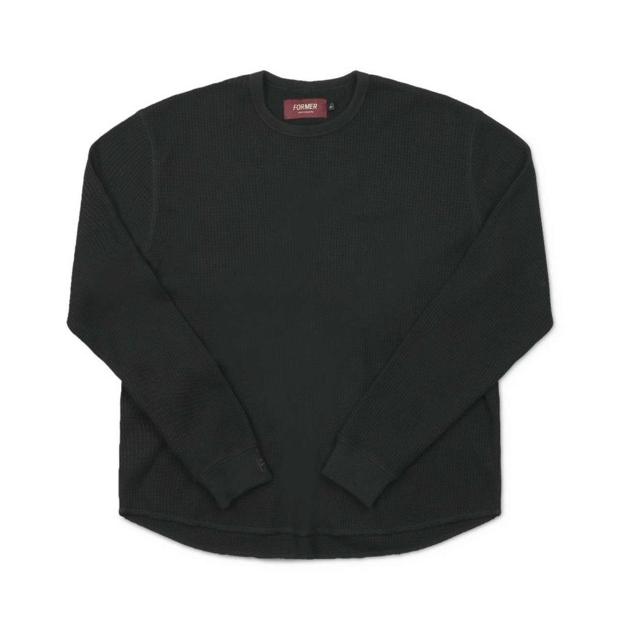 Tees * | Former Ag Waffles Long Sleeve Top Mens In Black