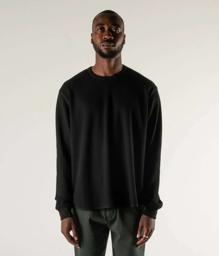 Tees * | Former Ag Waffles Long Sleeve Top Mens In Black