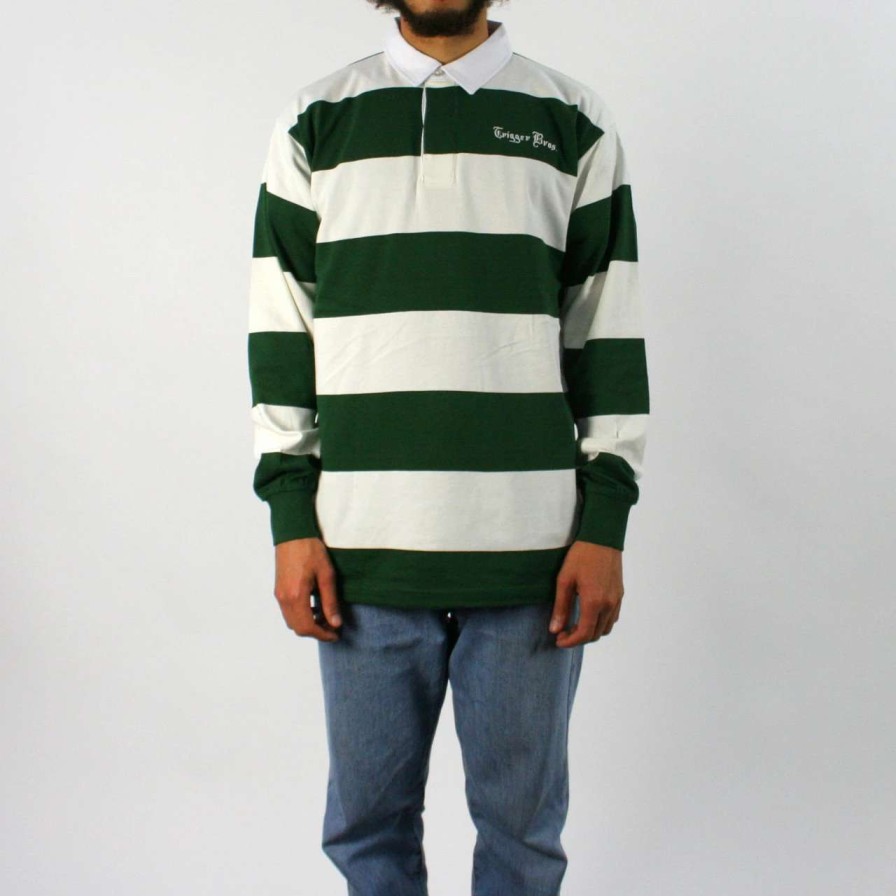 Jumpers & Hoodies * | Trigger Bros Embroidered Rugby Top Mens In Natural Forest Green