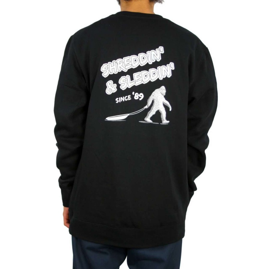 Jumpers & Hoodies * | Trigger Bros Shreddin & Sleddin Crew Mens In Black