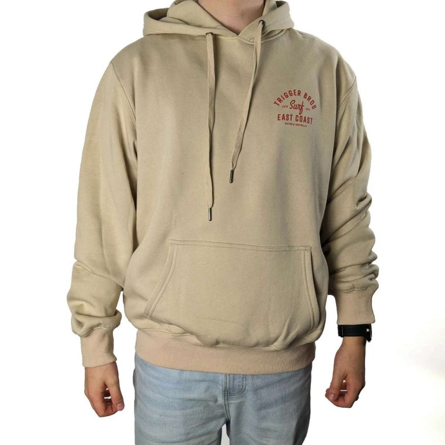 Jumpers & Hoodies * | Trigger Bros East Coast Surf Hoodie Mens In Stone Beige