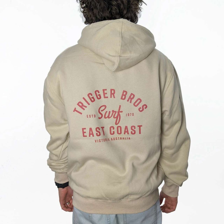 Jumpers & Hoodies * | Trigger Bros East Coast Surf Hoodie Mens In Stone Beige