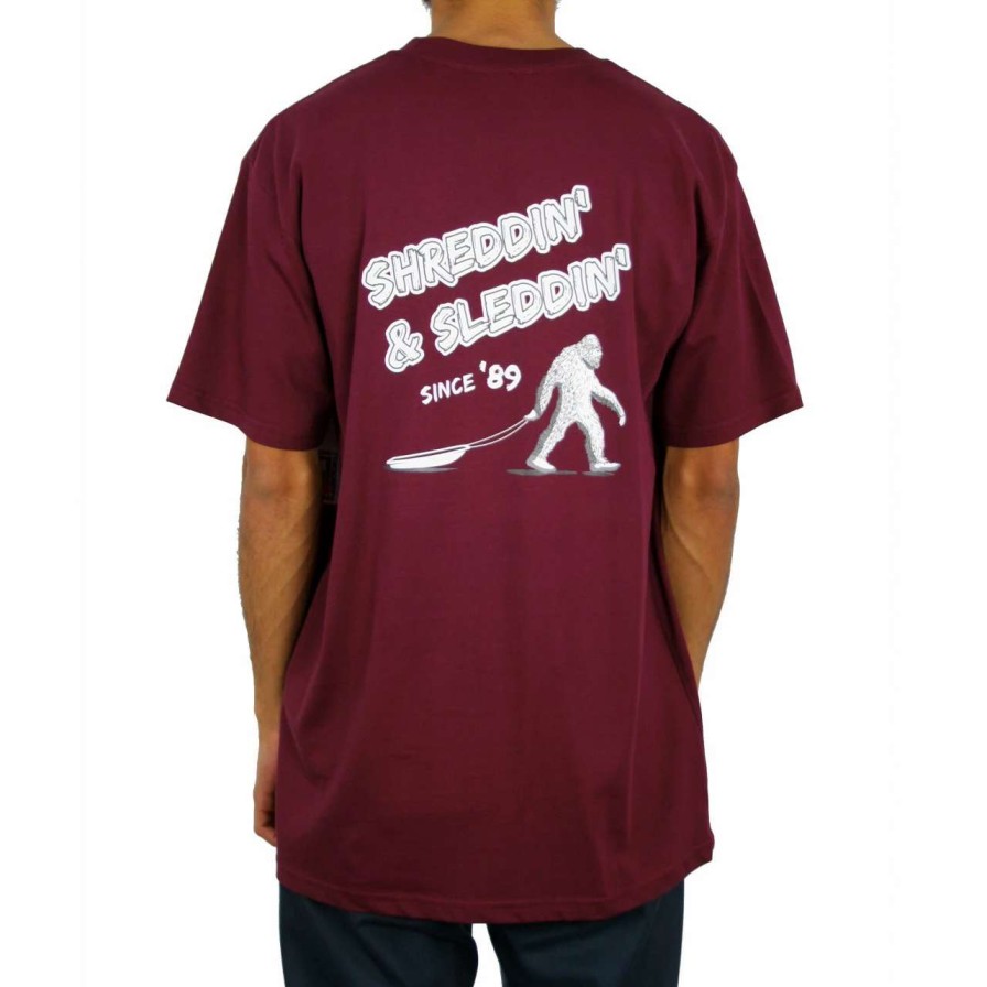 Tees * | Trigger Bros Sh Din & Sleddin Tee Mens In Burgundy Red