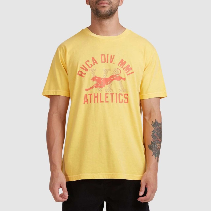 Tees * | Rvca Athletic Tee Mens In Gold Yellow