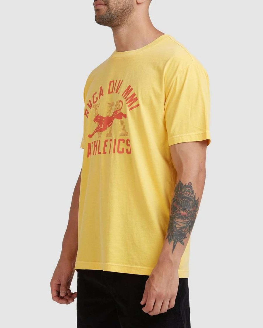 Tees * | Rvca Athletic Tee Mens In Gold Yellow