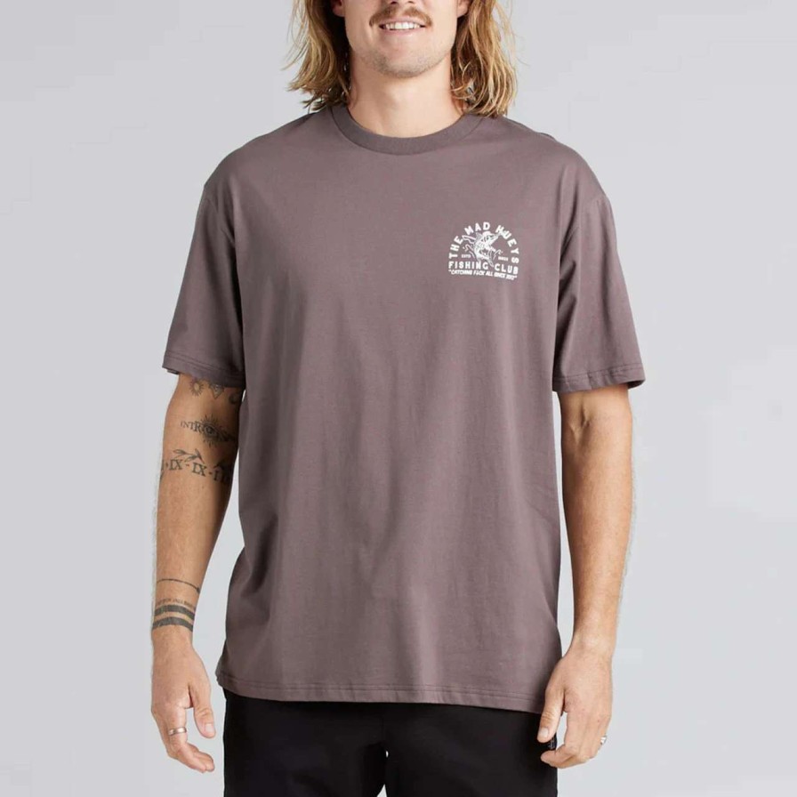 Tees * | Mad Hueys Fishing Club Oversized Tee Mens In Iron Pigment Grey