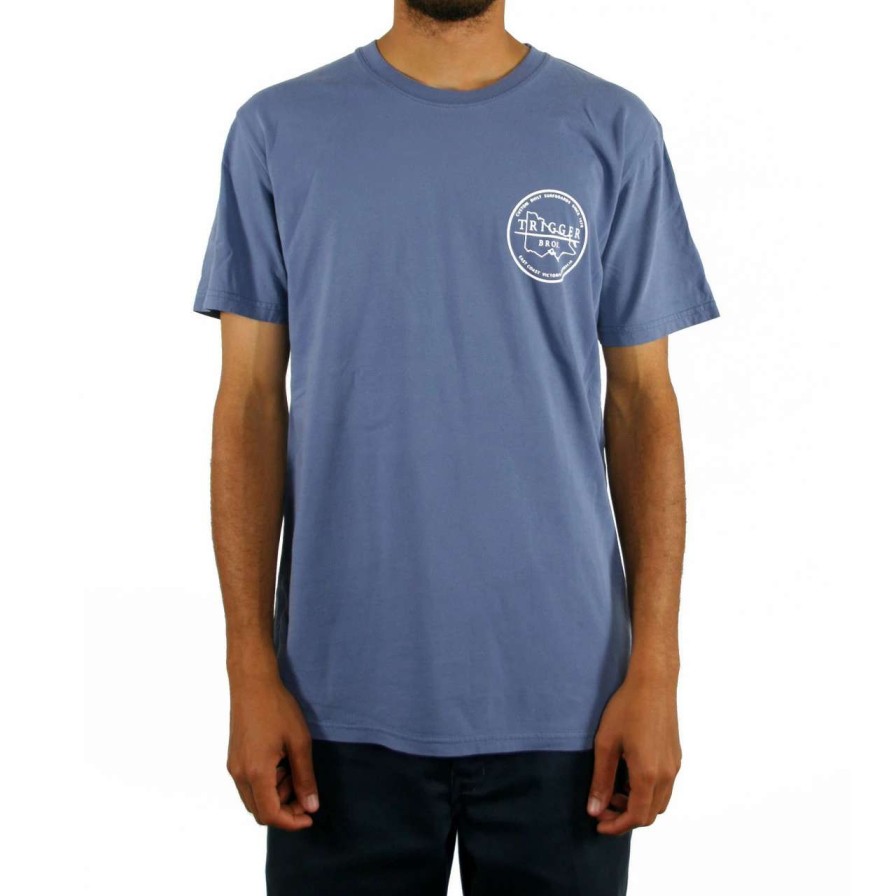 Tees * | Trigger Bros East Coast Outline Tee Mens In Faded Blue