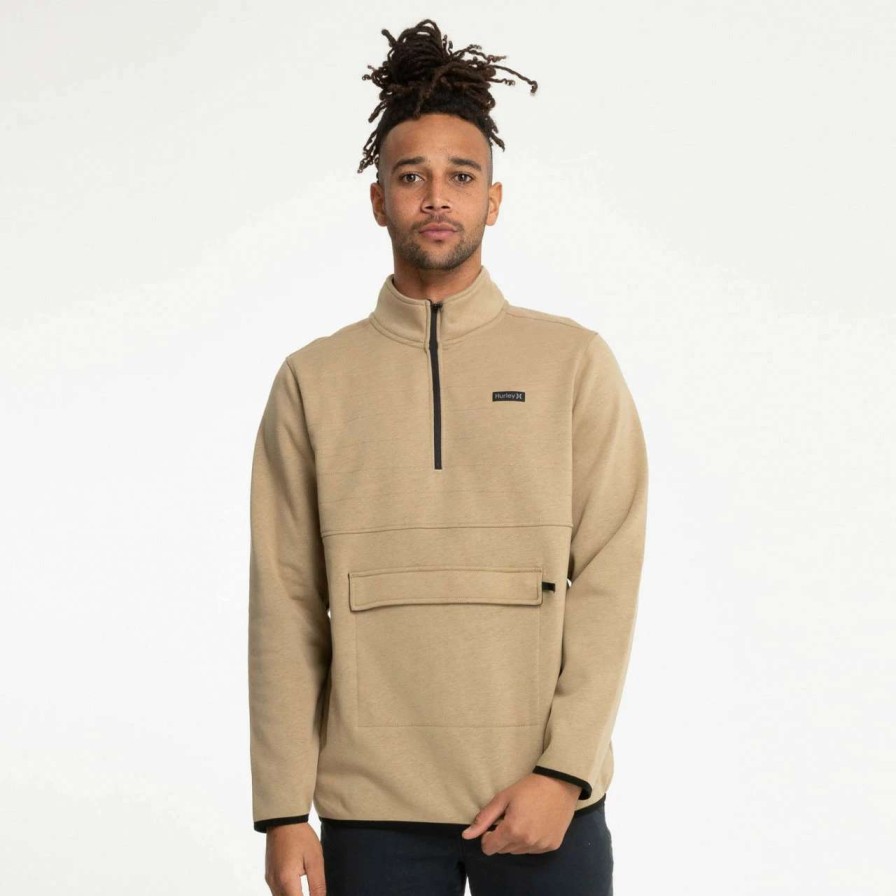 Jumpers & Hoodies * | Hurley Northam Heat Mock Neck Fleece Mens In Khaki Beige