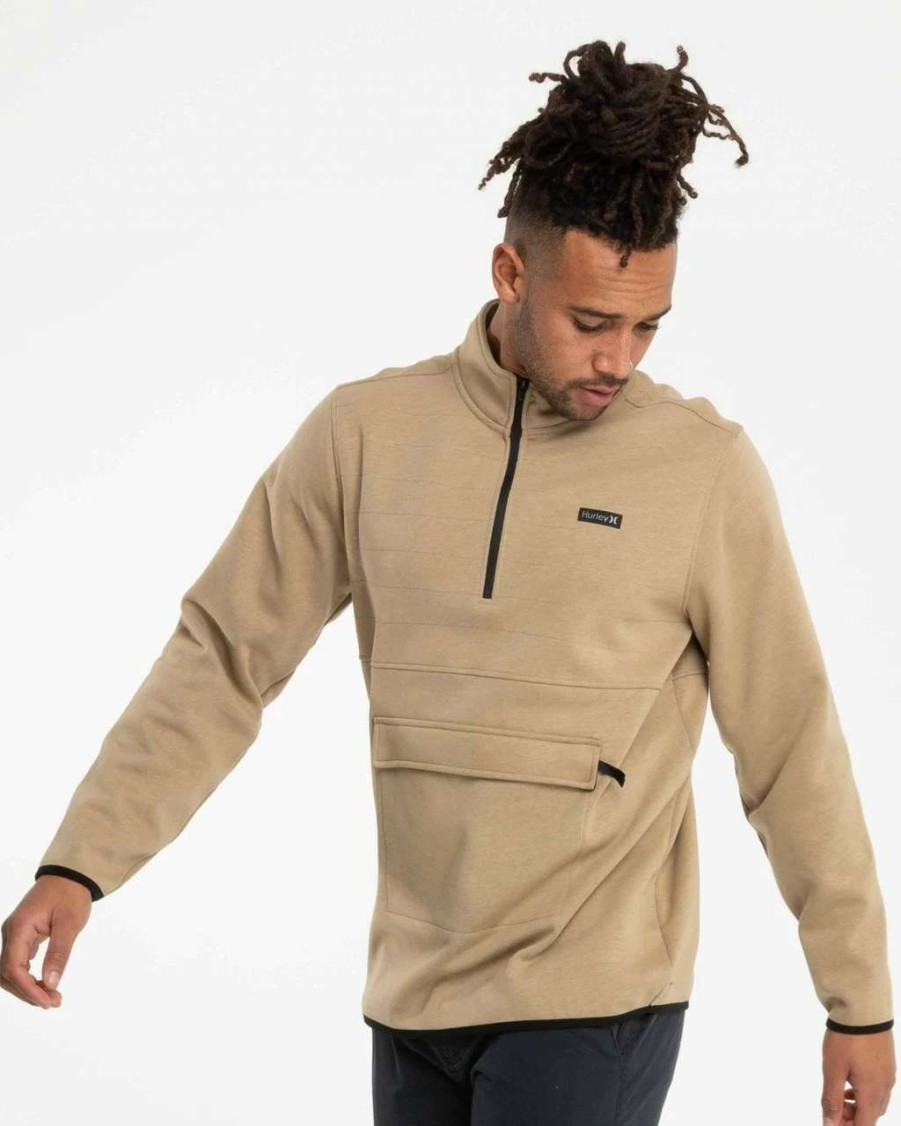 Jumpers & Hoodies * | Hurley Northam Heat Mock Neck Fleece Mens In Khaki Beige