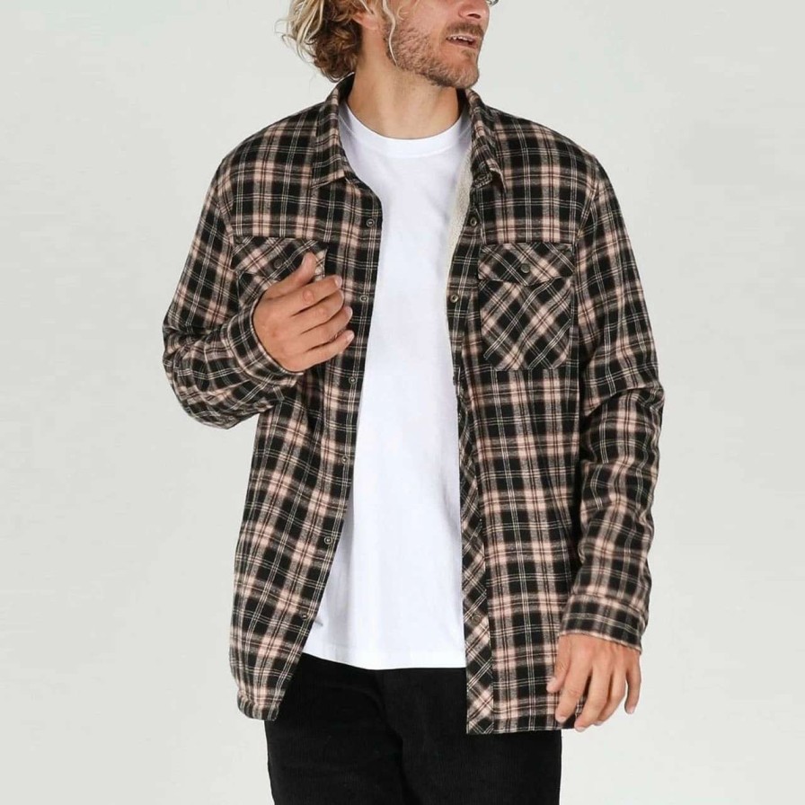 Shirts * | Town & Country Canyon Sherpa Flannel Shirt Mens In Earth Brown