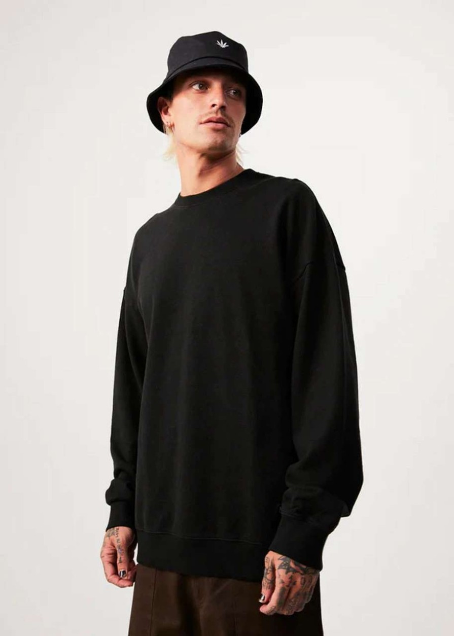 Jumpers & Hoodies * | Afends Sativa Hemp Crew Jumper Mens In Black