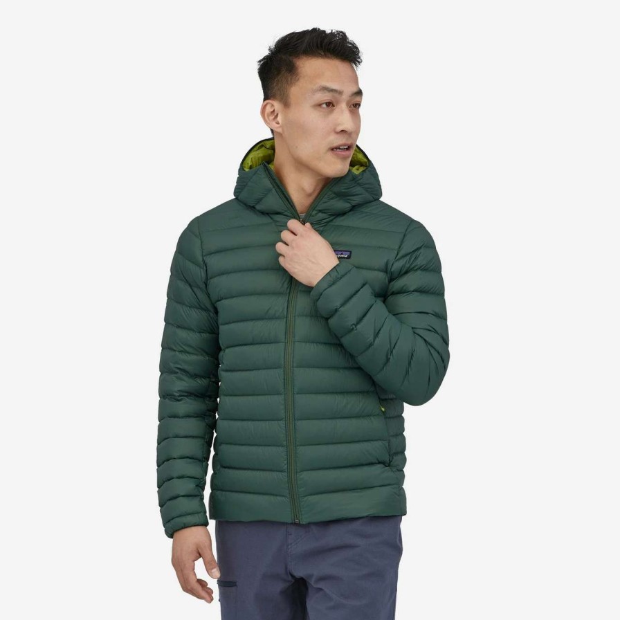 Jackets * | Patagonia Down Sweater Hooded Jacket Mens In Pinyon Green