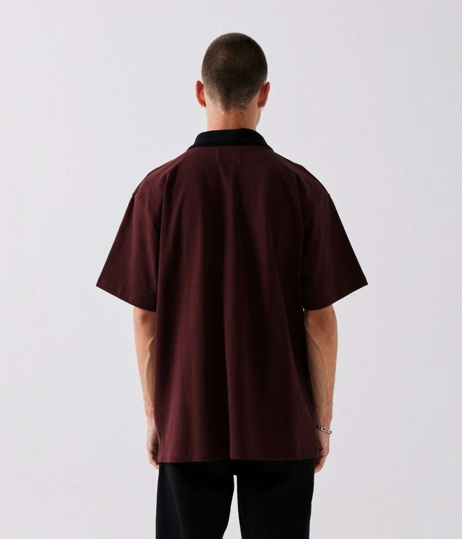 Tees * | Former Uniform Polo Mens In Burgundy Red