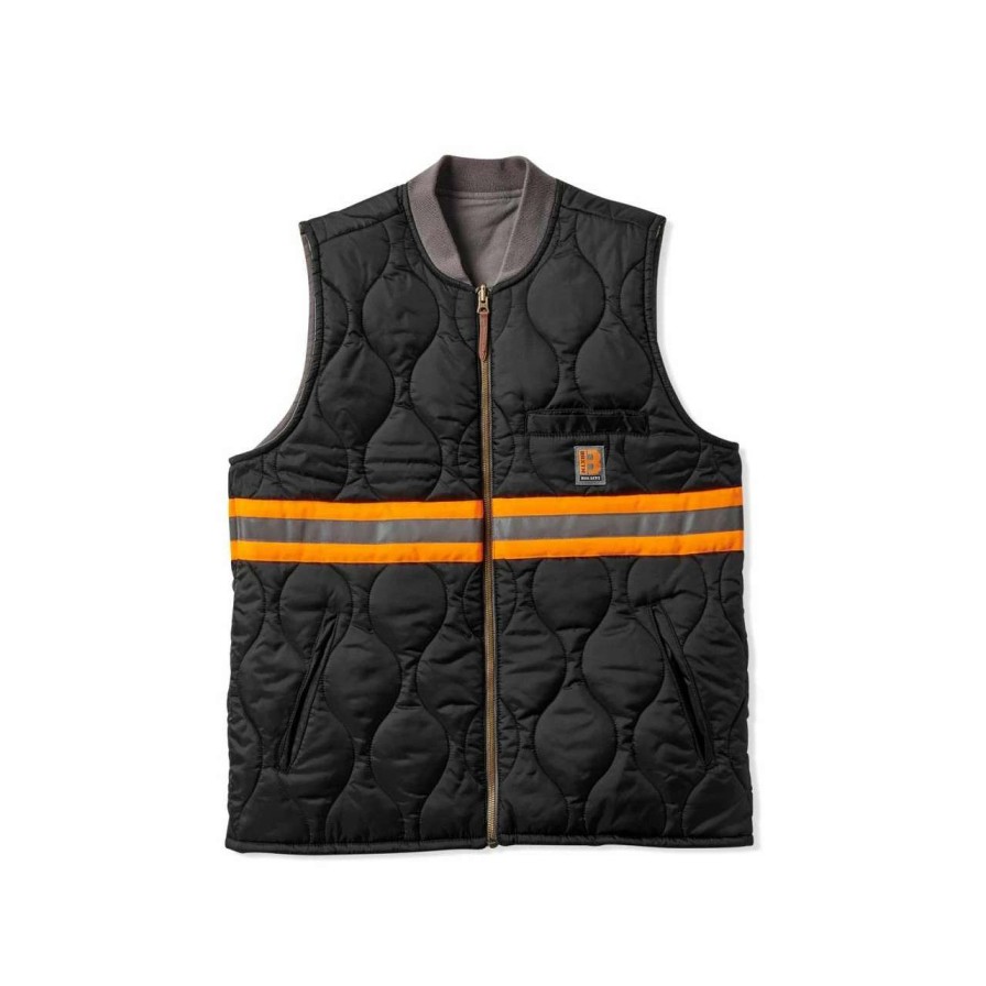 Jackets * | Brixton Builders Abraham Reversible Vest Mens In Charcoal Black Grey