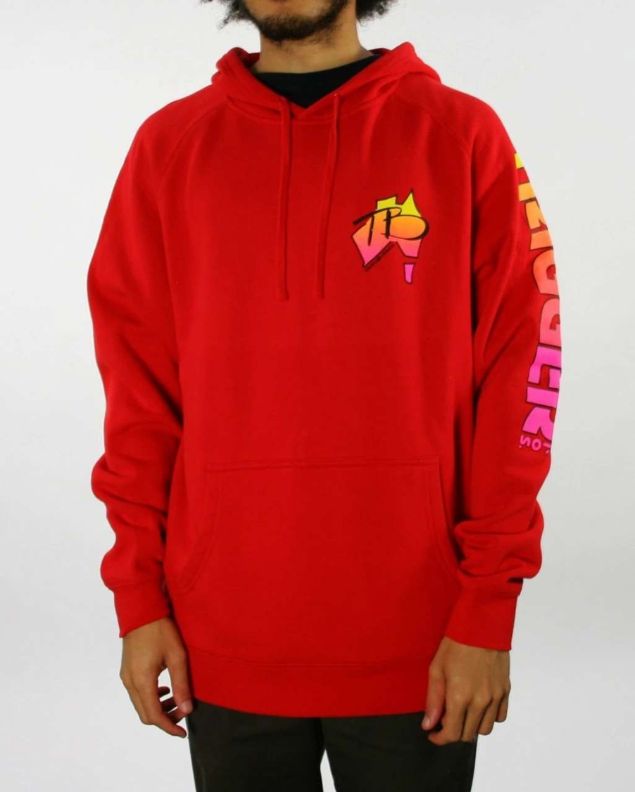 Jumpers & Hoodies * | Trigger Bros Retro Hoodie In Red