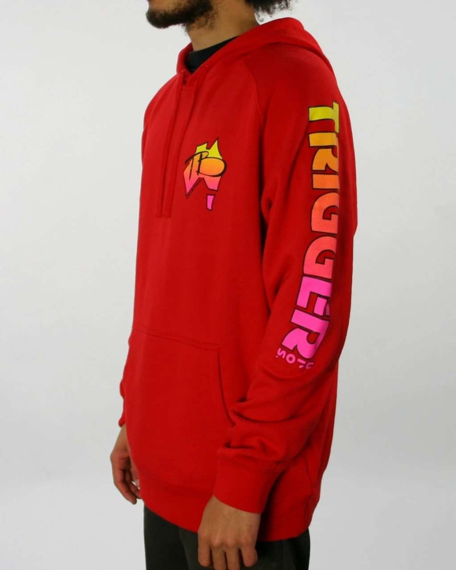 Jumpers & Hoodies * | Trigger Bros Retro Hoodie In Red