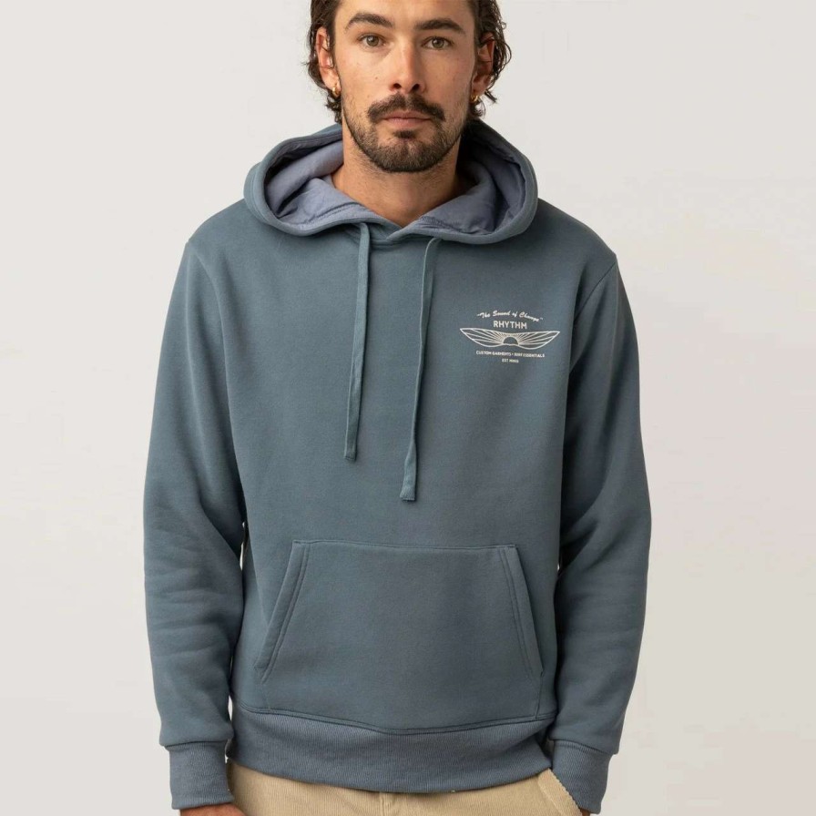 Jumpers & Hoodies * | Rhythm Sundown Fleece Hood Mens In Slate Grey