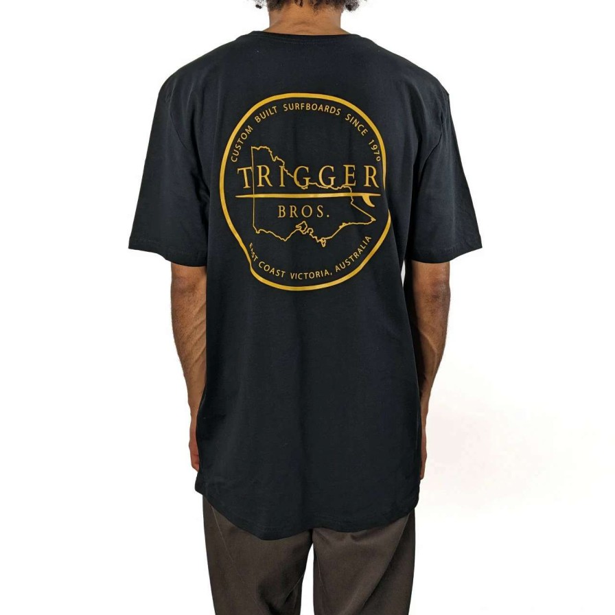 Tees * | Trigger Bros East Coast Outline Tee Mens In Gold Black