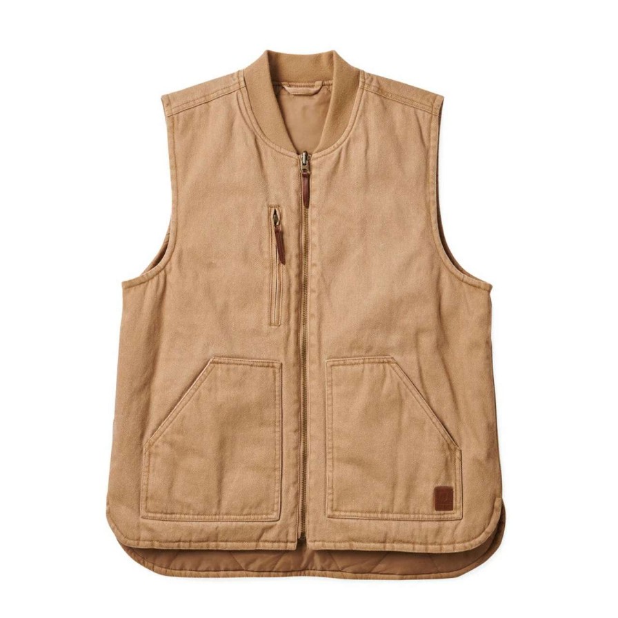 Jackets * | Brixton Abraham Reversible Vest Mens In Mojave Beige