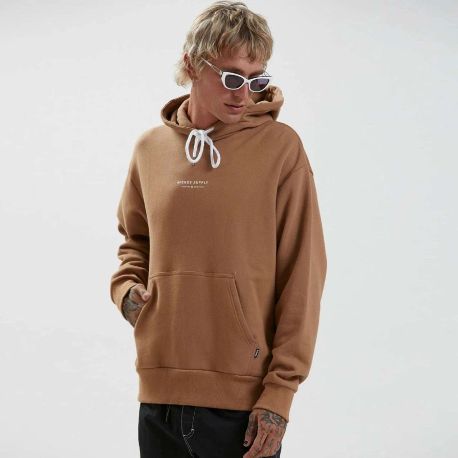 Jumpers & Hoodies * | Afends Supply Recycled Hoodie Mens In Camel Brown