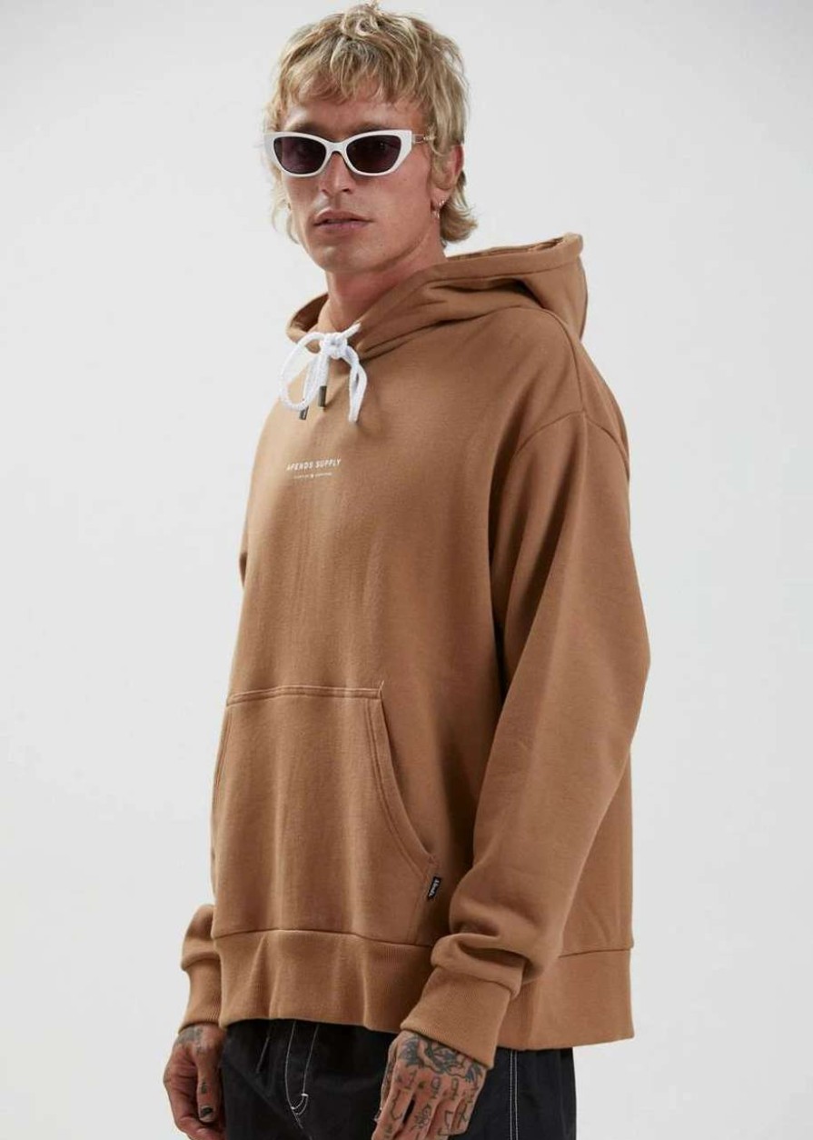 Jumpers & Hoodies * | Afends Supply Recycled Hoodie Mens In Camel Brown