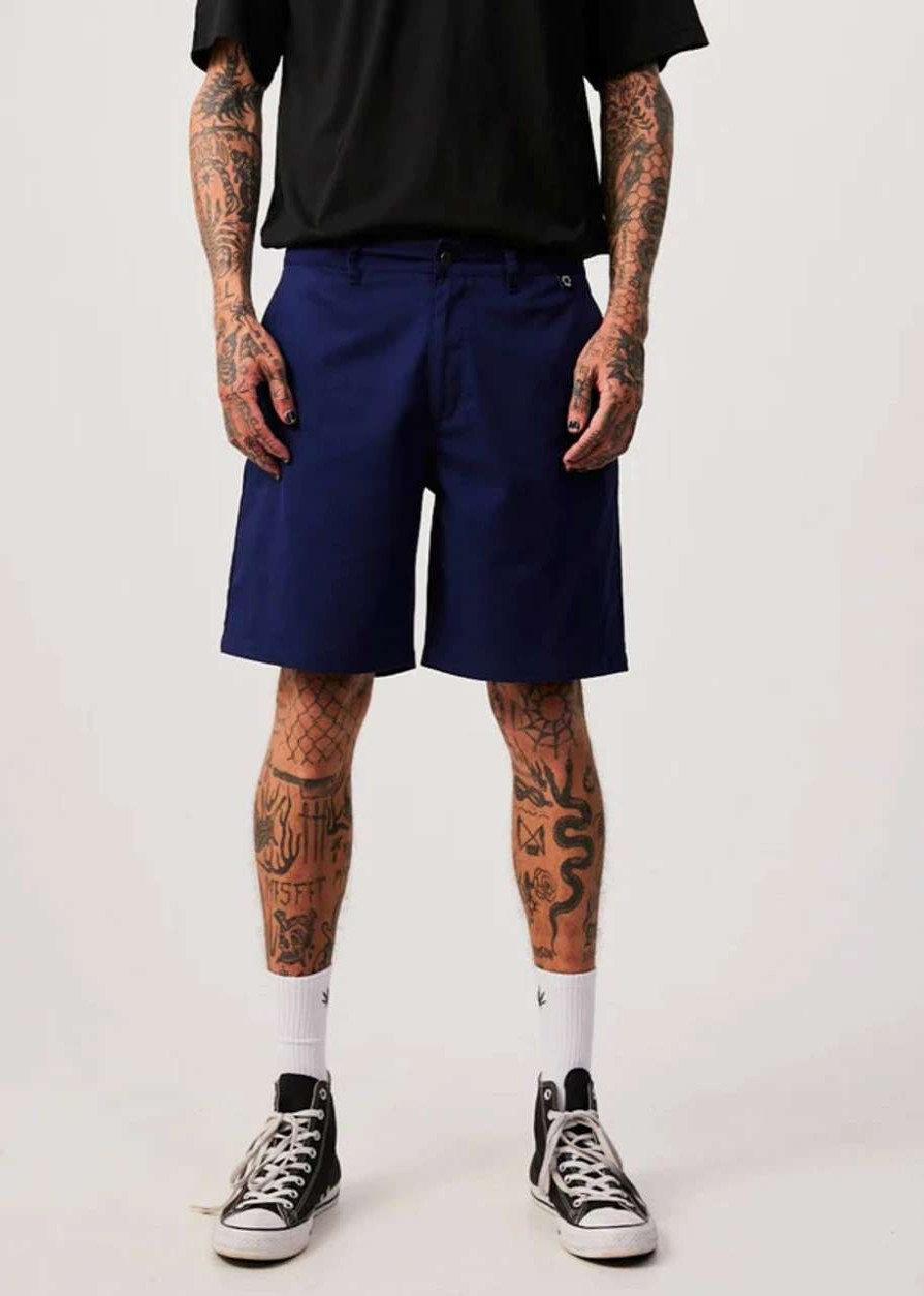 Bottoms * | Afends Ninety Twos Recycled Fixed Waist Short Mens In Seaport Blue