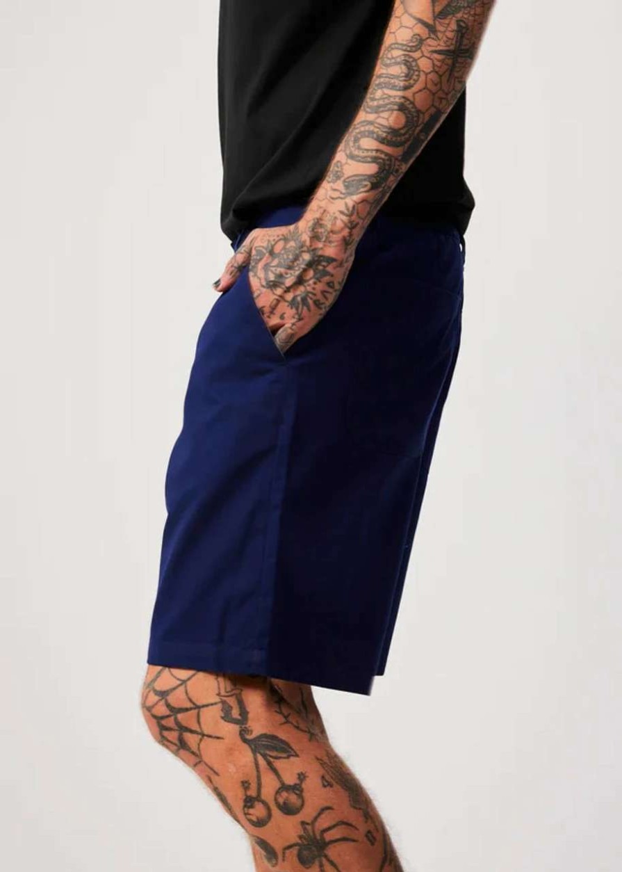 Bottoms * | Afends Ninety Twos Recycled Fixed Waist Short Mens In Seaport Blue