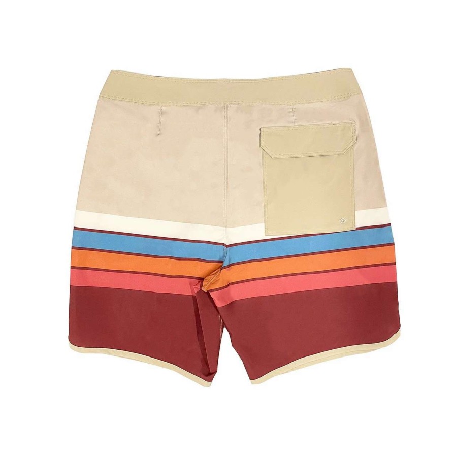 Bottoms * | Patagonia Hydropeak Scallop 18In Boardshort Mens In Santa Cruz Stripe Sequoia Red