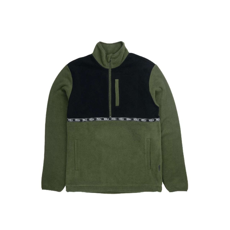 Jumpers & Hoodies * | Vissla Hike Eco Polar Fleece Mens In Dark Olive Green